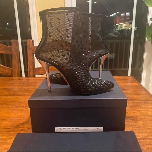 Oscar De La Renta black mesh beaded bootie size 40 - Picture 2 of 6